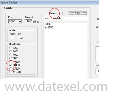 Setting up Modbus Display Baud Rate.